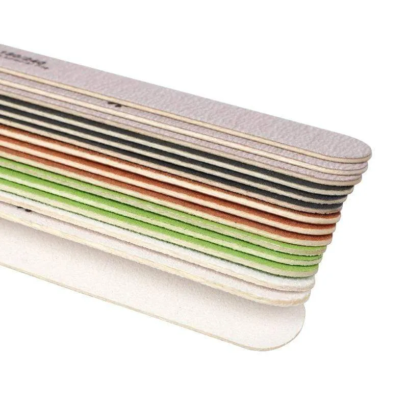 100 Stück starke, dicke Holz-Nagelfeile, Multi-Körnung, Holz-Schleifpapier, Nagelfeile für Maniküre, Polieren, gerade, Limette, Nagel-Werkzeuge