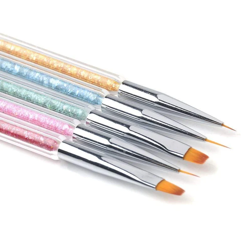 5 Teile/sätze Nail art Stift 2 In 1 Doppel Enden Punktierung Zeichnung Malerei UV Gel Liner Polnischen Pinsel Set Nagel kunst Punktierung Werkzeuge