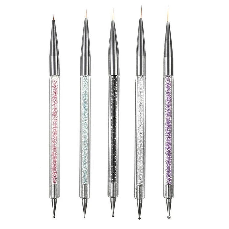 5 Teile/sätze Nail art Stift 2 In 1 Doppel Enden Punktierung Zeichnung Malerei UV Gel Liner Polnischen Pinsel Set Nagel kunst Punktierung Werkzeuge