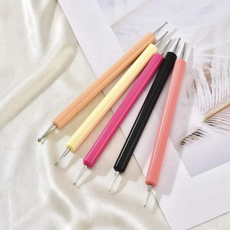 5 Teile/sätze Nail art Stift 2 In 1 Doppel Enden Punktierung Zeichnung Malerei UV Gel Liner Polnischen Pinsel Set Nagel kunst Punktierung Werkzeuge