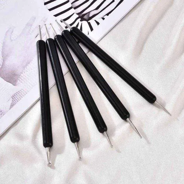 5 Teile/sätze Nail art Stift 2 In 1 Doppel Enden Punktierung Zeichnung Malerei UV Gel Liner Polnischen Pinsel Set Nagel kunst Punktierung Werkzeuge