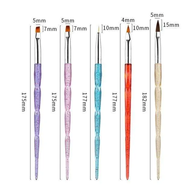 5 Teile/sätze Nail art Stift 2 In 1 Doppel Enden Punktierung Zeichnung Malerei UV Gel Liner Polnischen Pinsel Set Nagel kunst Punktierung Werkzeuge