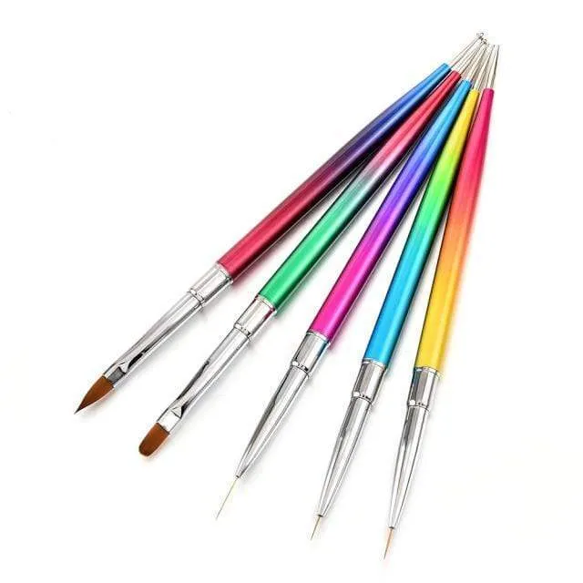 5 Teile/sätze Nail art Stift 2 In 1 Doppel Enden Punktierung Zeichnung Malerei UV Gel Liner Polnischen Pinsel Set Nagel kunst Punktierung Werkzeuge