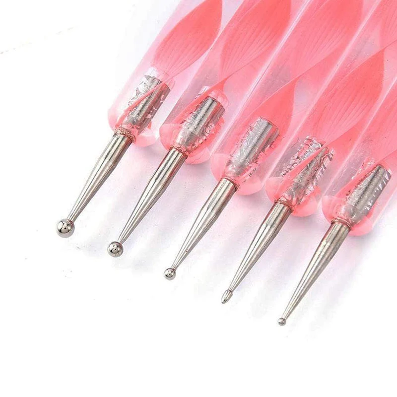 5 Teile/sätze Nail art Stift 2 In 1 Doppel Enden Punktierung Zeichnung Malerei UV Gel Liner Polnischen Pinsel Set Nagel kunst Punktierung Werkzeuge