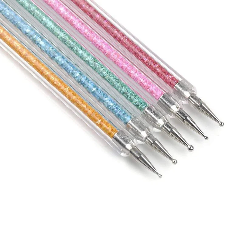 5 Teile/sätze Nail art Stift 2 In 1 Doppel Enden Punktierung Zeichnung Malerei UV Gel Liner Polnischen Pinsel Set Nagel kunst Punktierung Werkzeuge