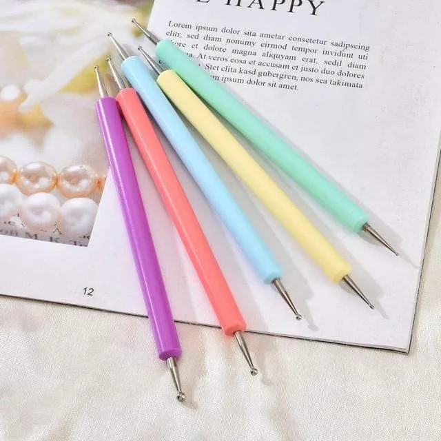 5 Teile/sätze Nail art Stift 2 In 1 Doppel Enden Punktierung Zeichnung Malerei UV Gel Liner Polnischen Pinsel Set Nagel kunst Punktierung Werkzeuge