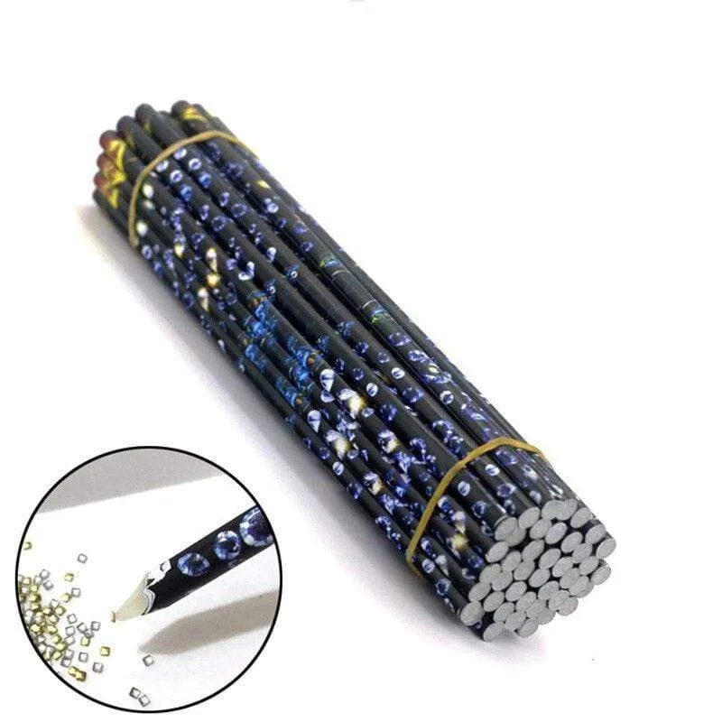 10 Stück professionelles Nagel-Punktierwerkzeug, Perlen-Edelstein-Bolzen-Picker, Nail-Art-Design, Wachsstift, Strass-Pick-up-Punkt, Bohrer, Bleistiftstift