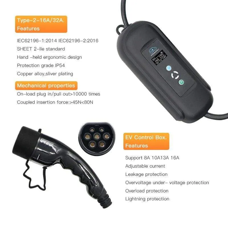 Ebene 2 EV Ladegerät Typ 2 16A CEE Stecker 11kw EV Ladekabel für Elektrisch Auto Ladestation honda auto ladegerät freies verschiffen