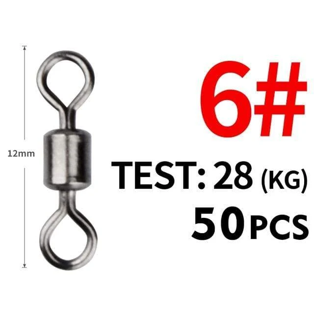 50 Teile/los Angeln Wirbel Größen Solide Stecker Kugellager Snap Angeln Wirbel Rollen Edelstahl Perlen