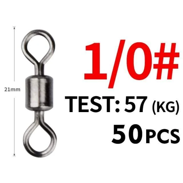 50 Teile/los Angeln Wirbel Größen Solide Stecker Kugellager Snap Angeln Wirbel Rollen Edelstahl Perlen