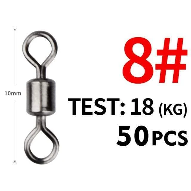 50 Teile/los Angeln Wirbel Größen Solide Stecker Kugellager Snap Angeln Wirbel Rollen Edelstahl Perlen