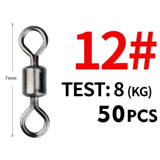 50 Teile/los Angeln Wirbel Größen Solide Stecker Kugellager Snap Angeln Wirbel Rollen Edelstahl Perlen