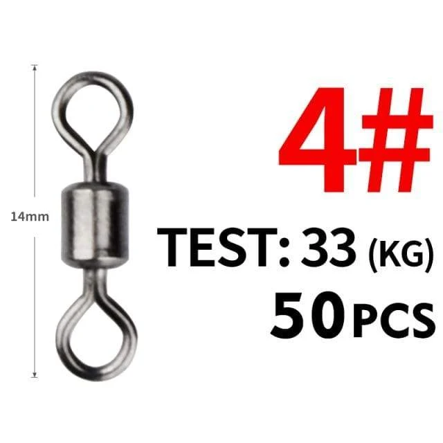 50 Teile/los Angeln Wirbel Größen Solide Stecker Kugellager Snap Angeln Wirbel Rollen Edelstahl Perlen