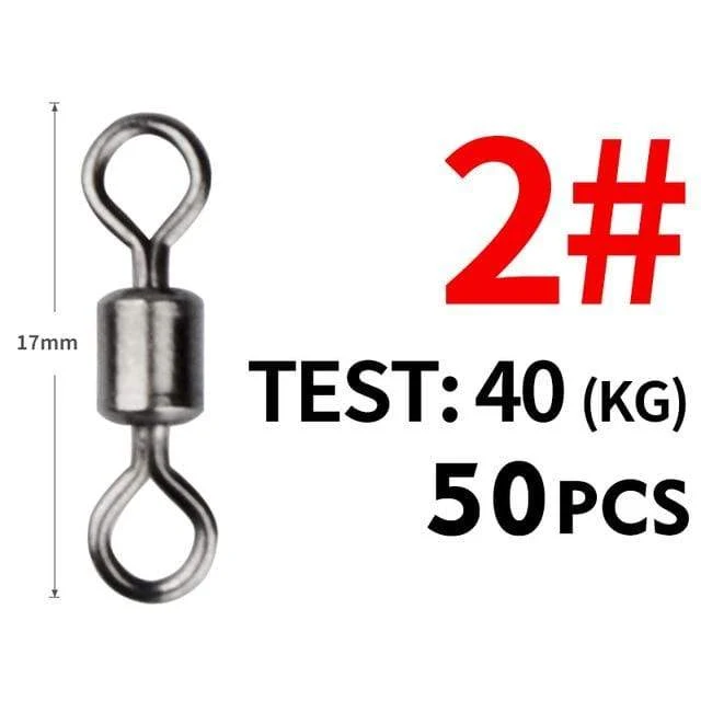 50 Teile/los Angeln Wirbel Größen Solide Stecker Kugellager Snap Angeln Wirbel Rollen Edelstahl Perlen