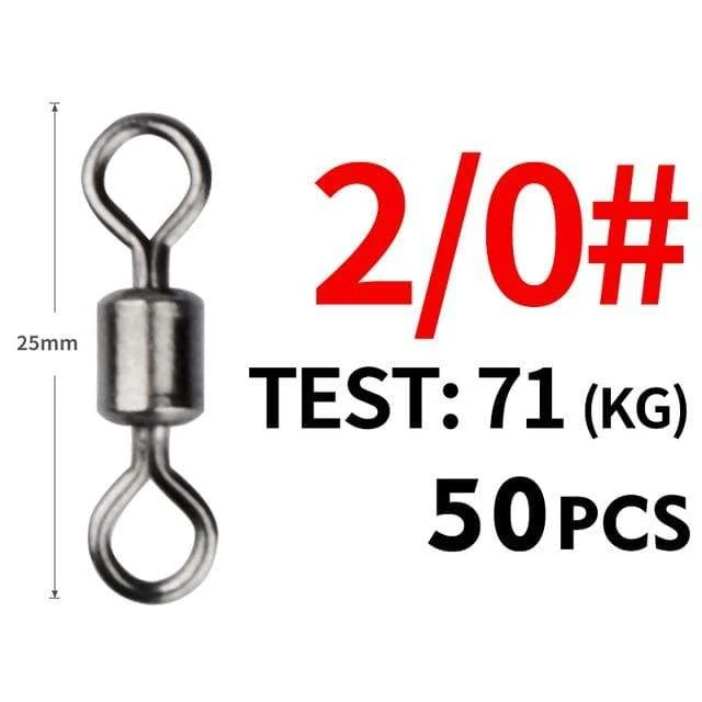 50 Teile/los Angeln Wirbel Größen Solide Stecker Kugellager Snap Angeln Wirbel Rollen Edelstahl Perlen