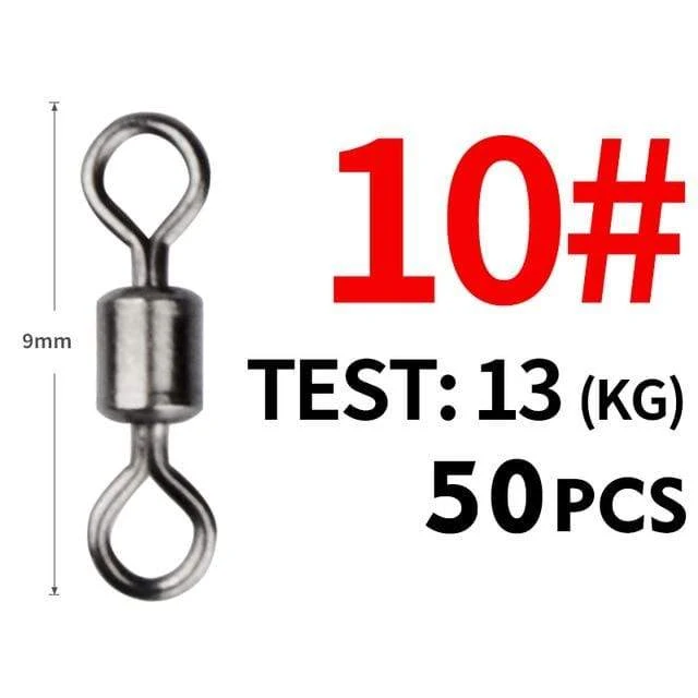 50 Teile/los Angeln Wirbel Größen Solide Stecker Kugellager Snap Angeln Wirbel Rollen Edelstahl Perlen