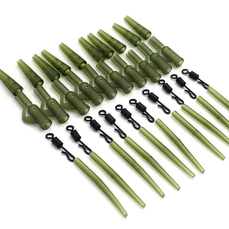40PCS Karpfen Angeln Zubehör Blei Clip Quick Change Swivel Schwanz Gummi Anti Tangle Sleeves für Karpfen Rigs Grobe angelgerät