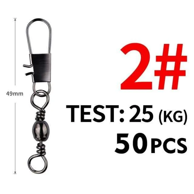 50 Teile/los Angeln Stecker Pin Lager Roll Wirbel Edelstahl mit Snap Angelhaken Köder Tackle Zubehör