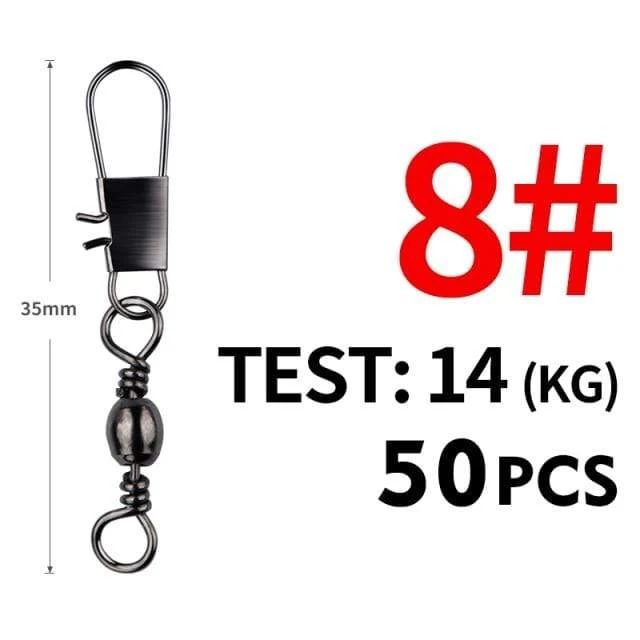 50 Teile/los Angeln Stecker Pin Lager Roll Wirbel Edelstahl mit Snap Angelhaken Köder Tackle Zubehör