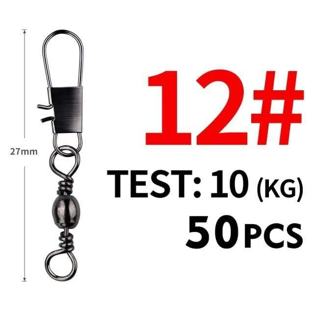 50 Teile/los Angeln Stecker Pin Lager Roll Wirbel Edelstahl mit Snap Angelhaken Köder Tackle Zubehör