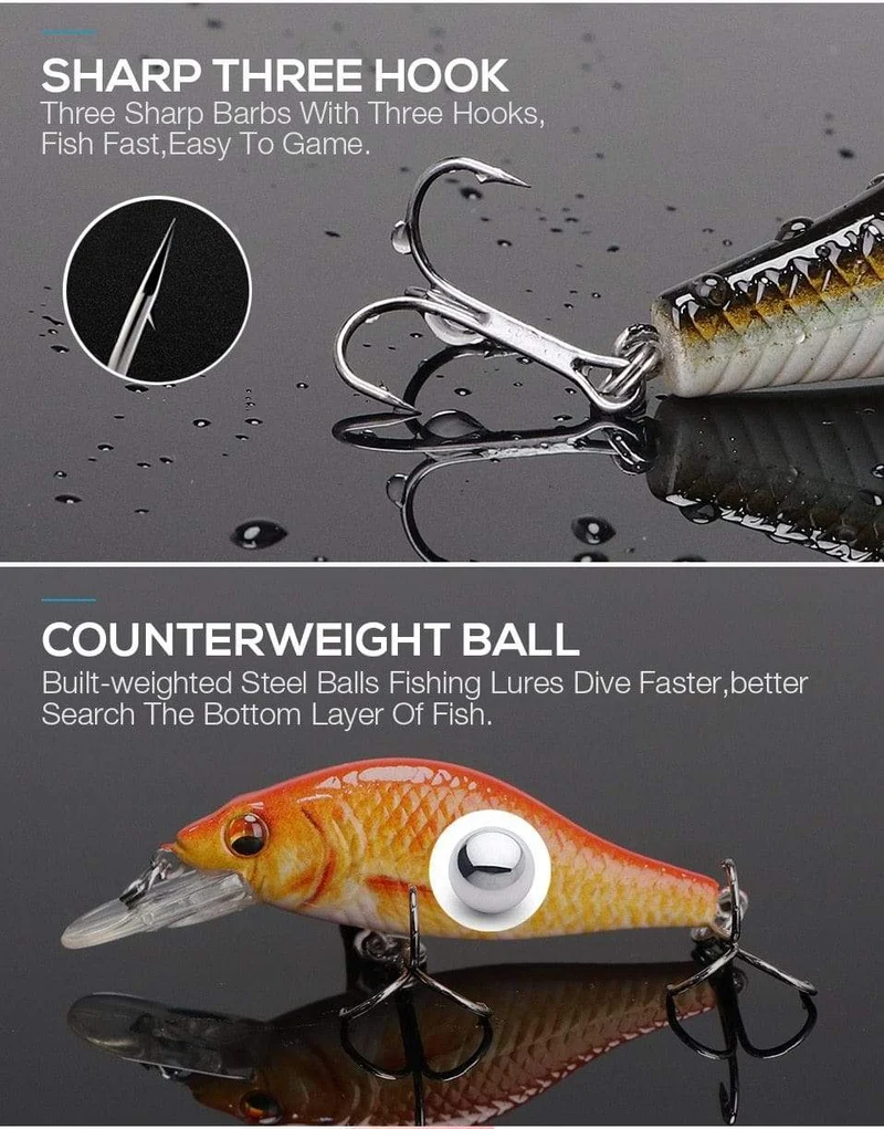 TREHOOK 4g/11g/22g Black Minnow Wobbler Hecht Angeln Köder Künstliche Köder Harte Swimbait Mini wobbler Angelgerät Köder
