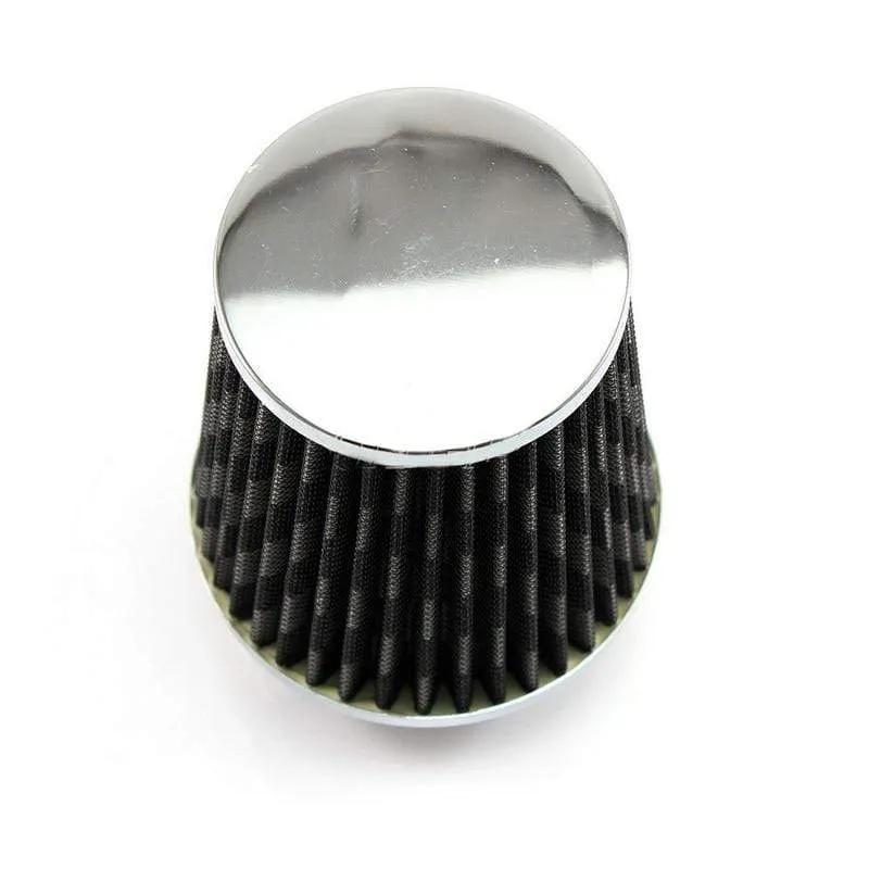 Universal-Auto-Luftfilter, 76 mm, 3 Zoll, hoher Durchfluss, Auto-Kaltluftansaugfilter, Aluminium-Vliesstoff, rostfreier Luftansaugschlauch