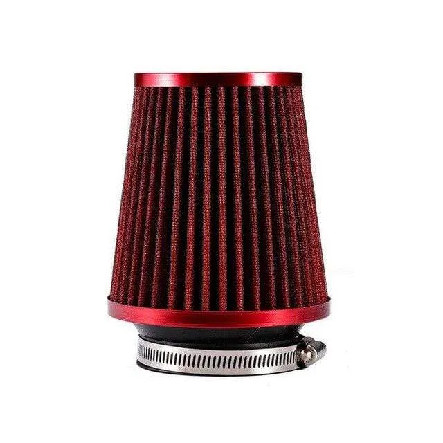 Universal-Auto-Luftfilter, 76 mm, 3 Zoll, hoher Durchfluss, Auto-Kaltluftansaugfilter, Aluminium-Vliesstoff, rostfreier Luftansaugschlauch