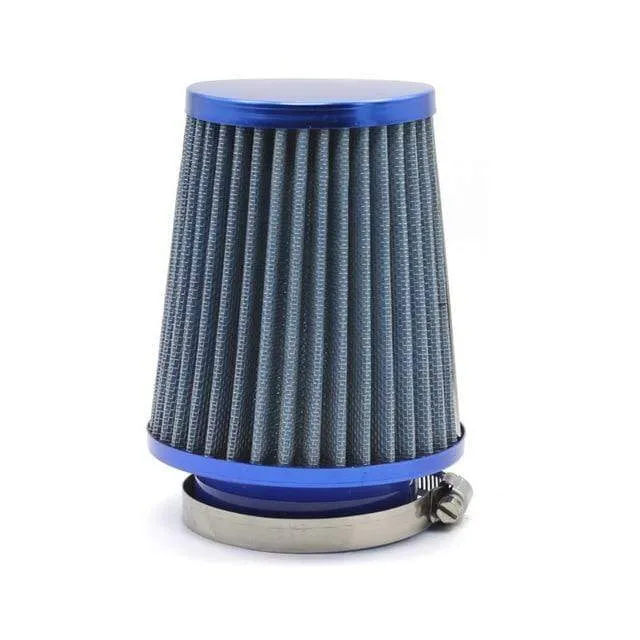 Universal-Auto-Luftfilter, 76 mm, 3 Zoll, hoher Durchfluss, Auto-Kaltluftansaugfilter, Aluminium-Vliesstoff, rostfreier Luftansaugschlauch