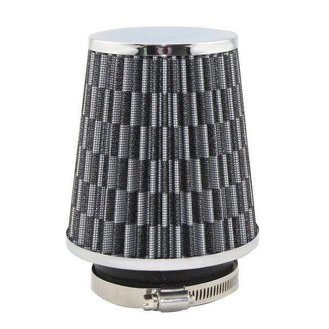 Universal-Auto-Luftfilter, 76 mm, 3 Zoll, hoher Durchfluss, Auto-Kaltluftansaugfilter, Aluminium-Vliesstoff, rostfreier Luftansaugschlauch