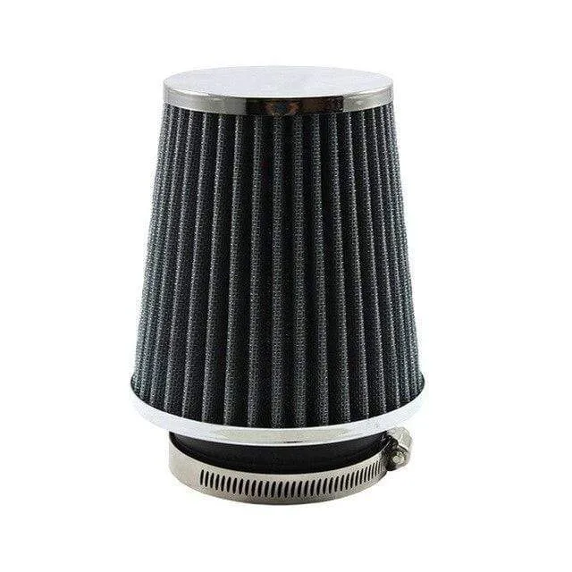 Universal-Auto-Luftfilter, 76 mm, 3 Zoll, hoher Durchfluss, Auto-Kaltluftansaugfilter, Aluminium-Vliesstoff, rostfreier Luftansaugschlauch