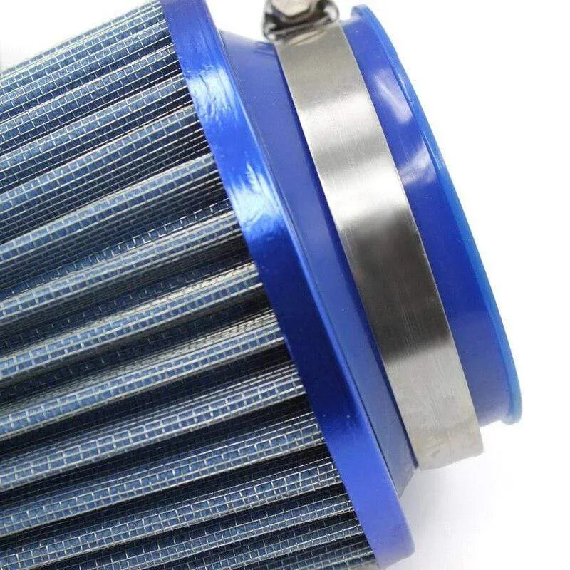 Universal-Auto-Luftfilter, 76 mm, 3 Zoll, hoher Durchfluss, Auto-Kaltluftansaugfilter, Aluminium-Vliesstoff, rostfreier Luftansaugschlauch