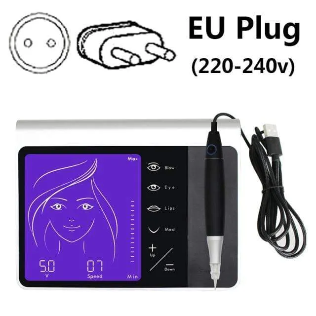 Touchscreen-Akku US / EU-Stecker Permanent Make-up-Maschinen-Kit Augenbrauen-Lippen-Eyeliner-Maschine mit 2 Patronennadeln