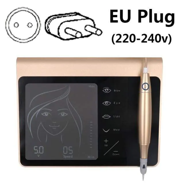 Touchscreen-Akku US / EU-Stecker Permanent Make-up-Maschinen-Kit Augenbrauen-Lippen-Eyeliner-Maschine mit 2 Patronennadeln