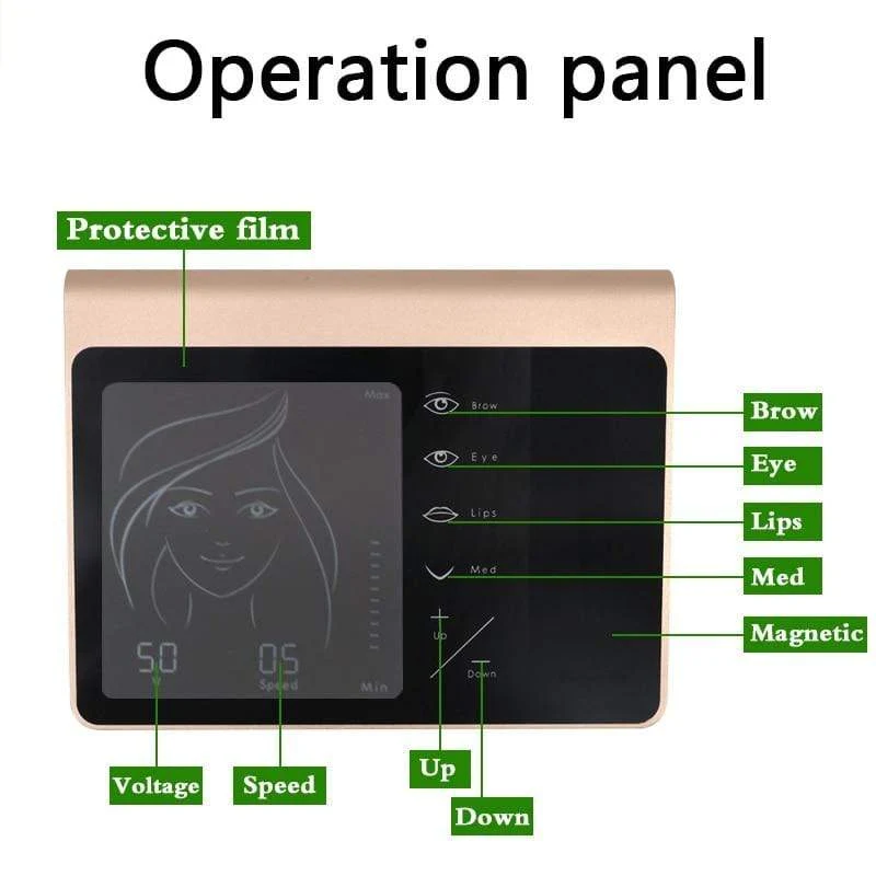 Touchscreen-Akku US / EU-Stecker Permanent Make-up-Maschinen-Kit Augenbrauen-Lippen-Eyeliner-Maschine mit 2 Patronennadeln