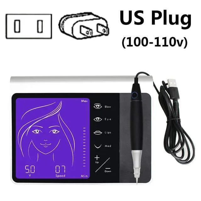 Touchscreen-Akku US / EU-Stecker Permanent Make-up-Maschinen-Kit Augenbrauen-Lippen-Eyeliner-Maschine mit 2 Patronennadeln
