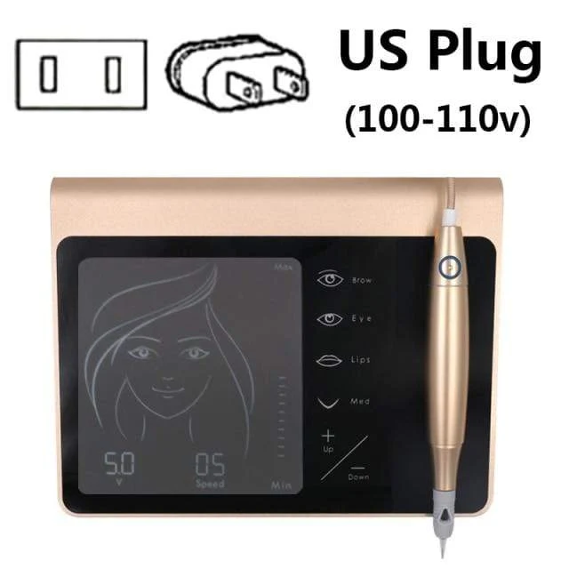 Touchscreen-Akku US / EU-Stecker Permanent Make-up-Maschinen-Kit Augenbrauen-Lippen-Eyeliner-Maschine mit 2 Patronennadeln