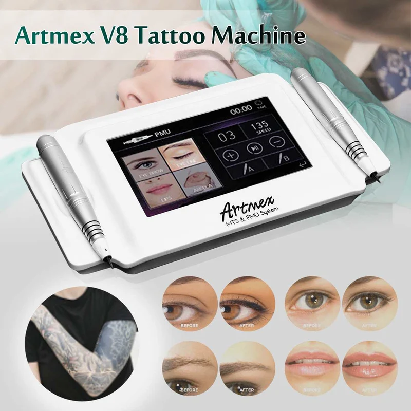 Artmex V8 Permanent Make-Up Tattoo Maschine Digitale Elektrische Augenbraue Lippe Dreh Stift MTS PMU System Make-Up Maschine 100-240 V AC