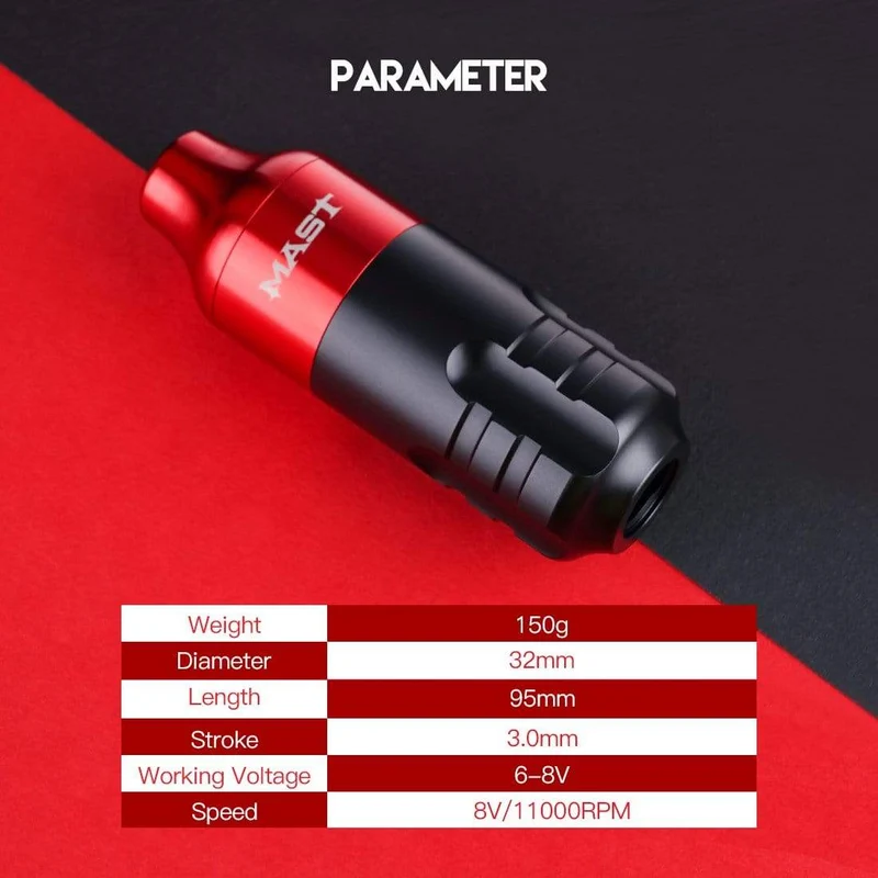 Mast Tour RCA-Kabel Rotary Pmu Permanent Make-up Stift Tattoo-Maschinen-Kit mit kabelloser Batterieleistung Pro-Patronennadeln-Set