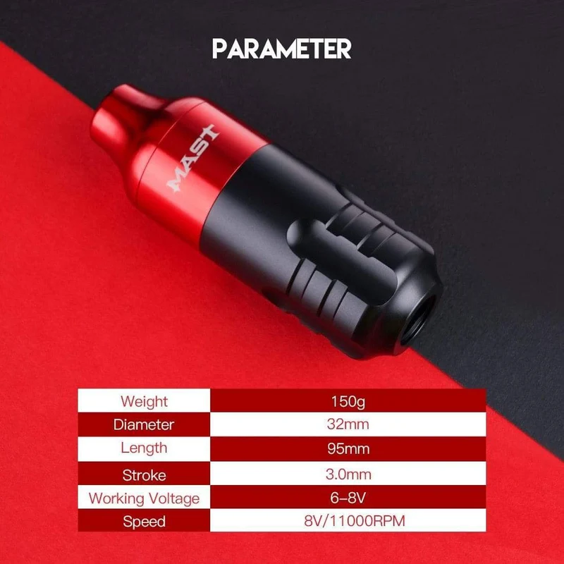 Mast Tour RCA-Kabel Rotary Pmu Permanent Make-up Stift Tattoo-Maschinen-Kit mit kabelloser Batterieleistung Pro-Patronennadeln-Set