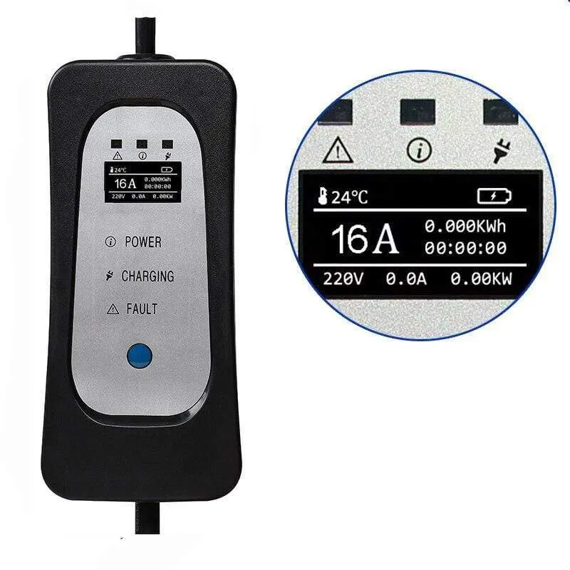 Tragbares EV-Ladegerät für den Heimgebrauch Typ 1 16A 13A 10A 8A Einstellbar SAE J1772 Elektroauto-Nutzung
