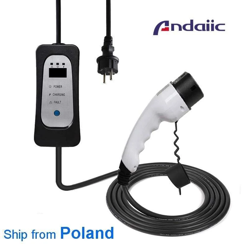 EV-Ladegerät Typ 2 für Elektroauto Schuko 5 Meter ev-Ladekabel Tragbares Ladegerät 8A/10A/13A/16A Einstellbar