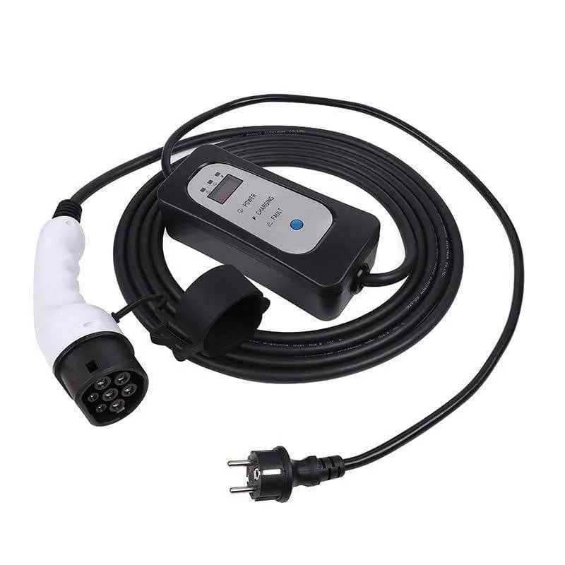 EV-Ladegerät Typ 2 für Elektroauto Schuko 5 Meter ev-Ladekabel Tragbares Ladegerät 8A/10A/13A/16A Einstellbar