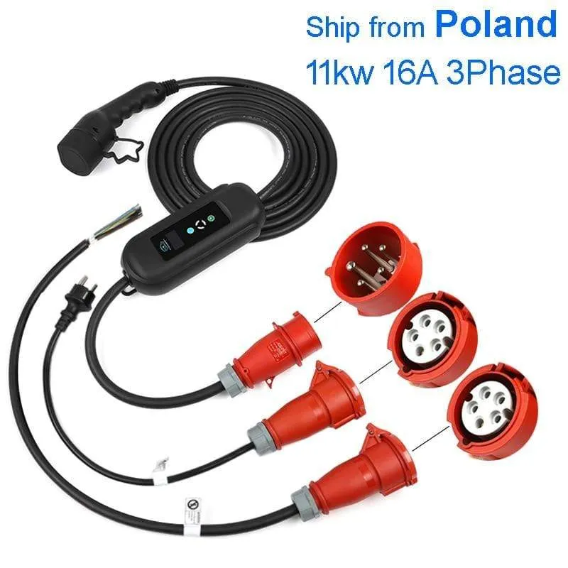 11 kW 16 A 3-Phasen-austauschbares Ladegerät EV Wallbox Schnellladung Austauschbarer Stecker CEE 5-polig EVSE
