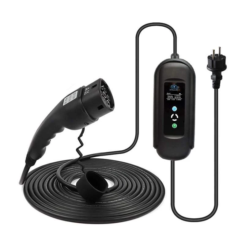 10 Meter langes EV-Kabel, Ladetimer, mobiles Ladegerät, 16 A, EVSE, tragbar für Elektroautos, Waren vom Typ 2, Typ 1