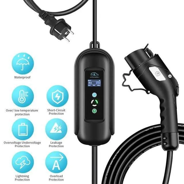 10 Meter langes EV-Kabel, Ladetimer, mobiles Ladegerät, 16 A, EVSE, tragbar für Elektroautos, Waren vom Typ 2, Typ 1