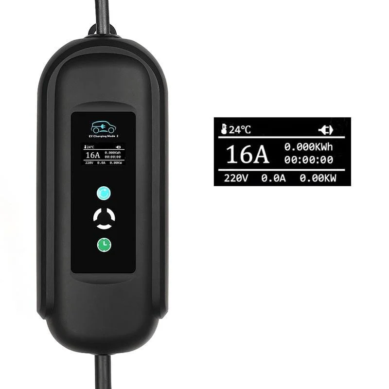 10 Meter langes EV-Kabel, Ladetimer, mobiles Ladegerät, 16 A, EVSE, tragbar für Elektroautos, Waren vom Typ 2, Typ 1