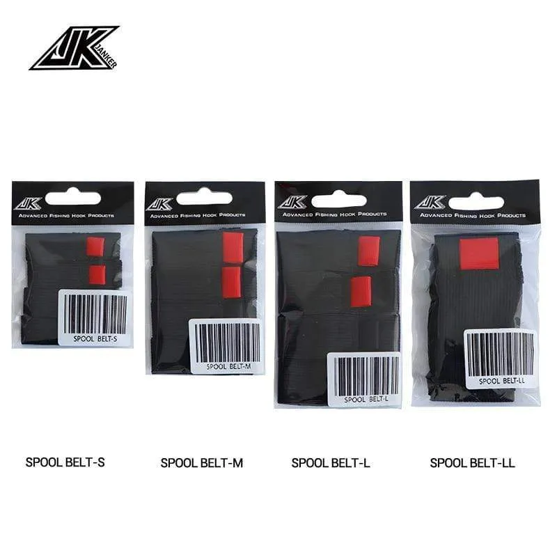 JK 4 Stück/Packung Schwarzer elastischer Angelspulengürtel Angelrollen-Schutzgürtel Spinnrad Rollenzubehör