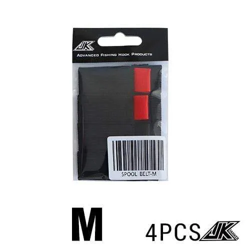 JK 4 Stück/Packung Schwarzer elastischer Angelspulengürtel Angelrollen-Schutzgürtel Spinnrad Rollenzubehör