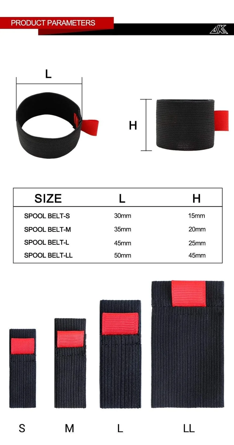 JK 4 Stück/Packung Schwarzer elastischer Angelspulengürtel Angelrollen-Schutzgürtel Spinnrad Rollenzubehör