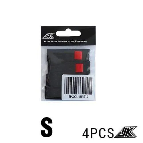 JK 4 Stück/Packung Schwarzer elastischer Angelspulengürtel Angelrollen-Schutzgürtel Spinnrad Rollenzubehör